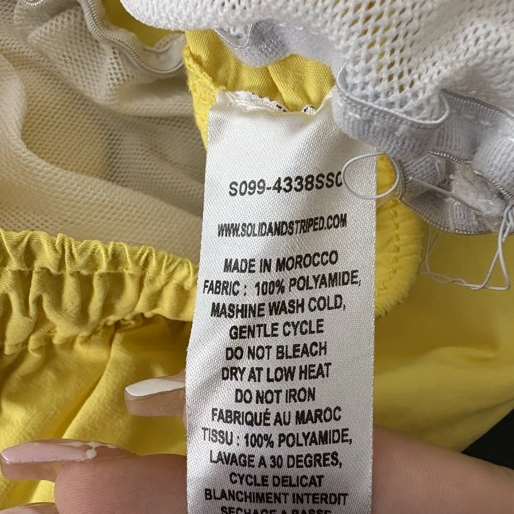 Solid & Striped Swim Trunks Mens‎ Size Small Yellow Drawstring Lined Shorts